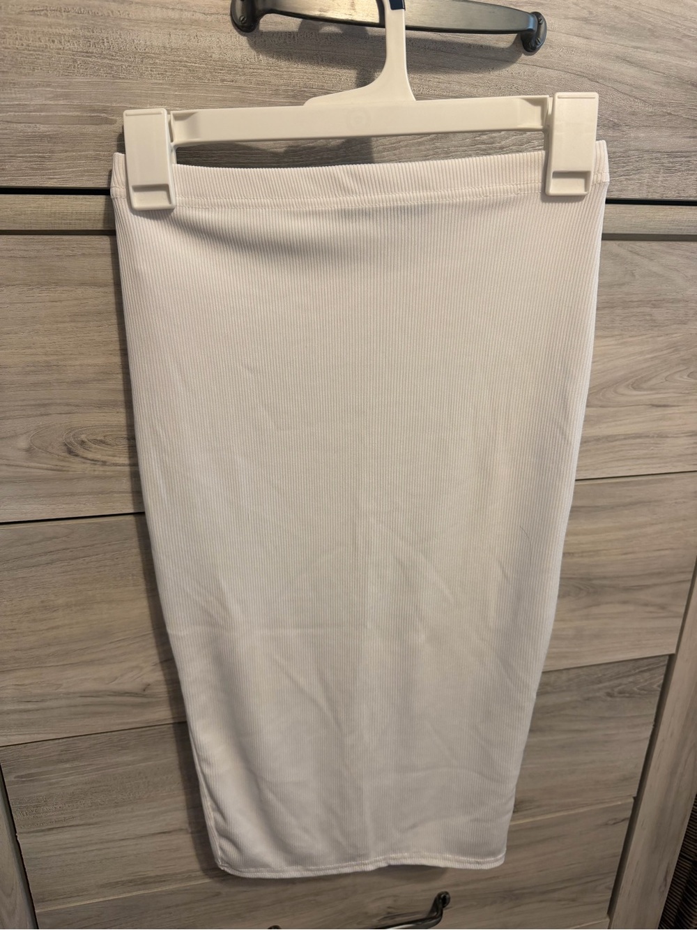 Boohoo White Ribbed Midi Skirt